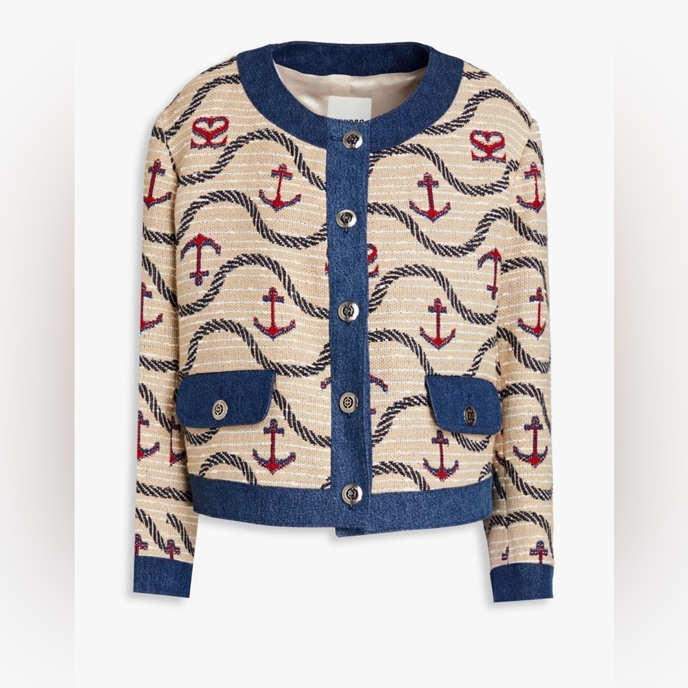 SANDRO
Rosetta Denim-trimmed Jacquard Jacket - Picture 8 of 13